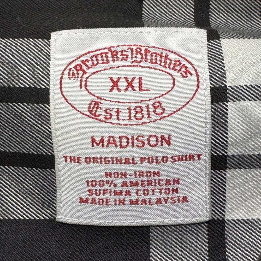 Brooks Brothers Madison Shirt 2XL Black Gingham Plaid Button Down Pocket L/S - Picture 2 of 6